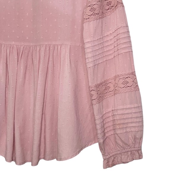 Sundance Spirit Lake Top Long Sleeve Flowy Coquette Swiss Dot Feminine Pink M - Picture 5 of 7